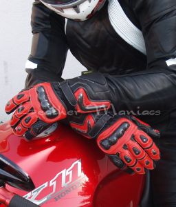 Motorradhandschuhe aus Leder rot