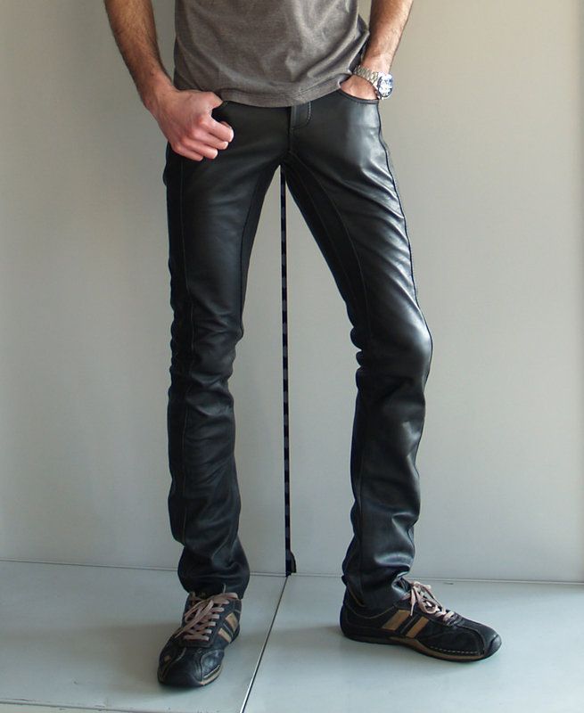 Leather Jeans pants with slim tight fit - Leather Maniacs