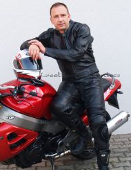 726) zweiteilige Damen Motorrad-kombi Rindsleder *RED*